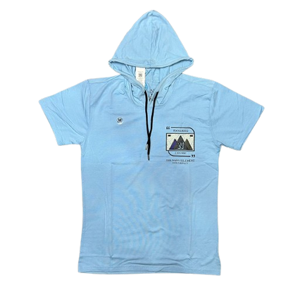 Casual Hooded Graphic T-Shirt | Premium Cotton Blue Hoodie Tee