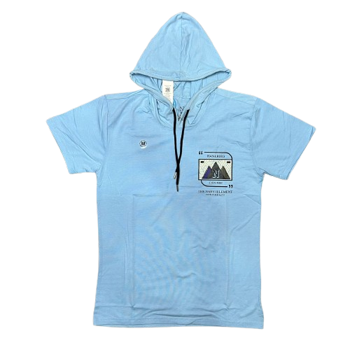 Casual Hooded Graphic T-Shirt | Premium Cotton Blue Hoodie Tee
