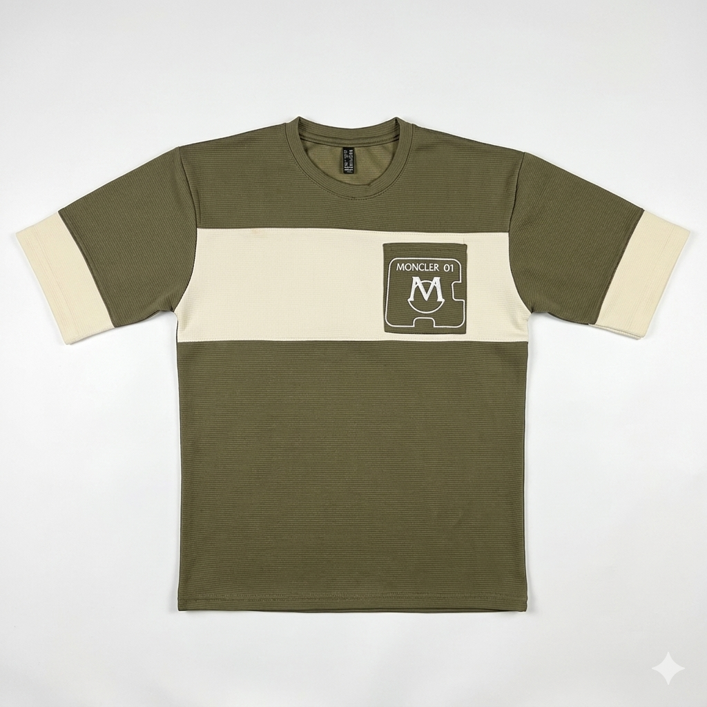 Down Shoulder Contrast Panel T-Shirt | Premium Cotton Streetwear Tee