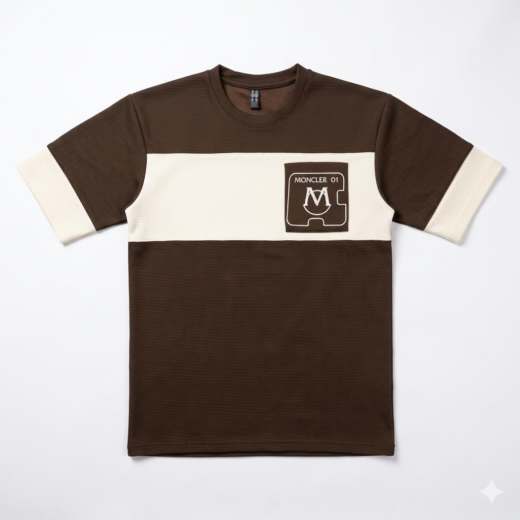 Down Shoulder Contrast Panel T-Shirt | Premium Cotton Streetwear Tee