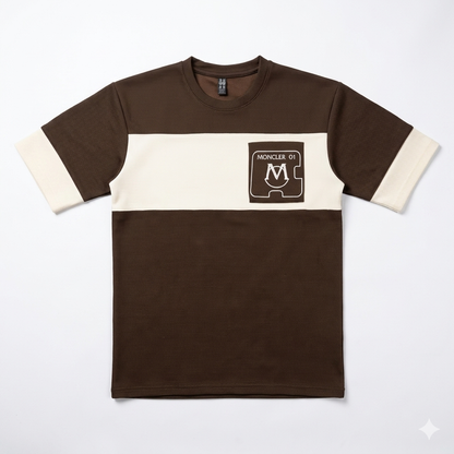 Down Shoulder Contrast Panel T-Shirt | Premium Cotton Streetwear Tee
