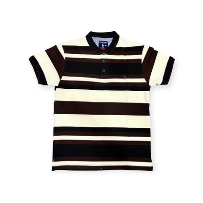 Slim Fit Striped Polo T-Shirt | Premium Cotton Liner Polo